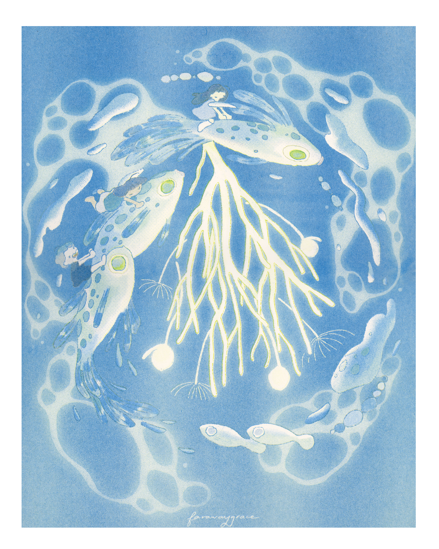 Print (L) - Coral Bouquet (Risograph)