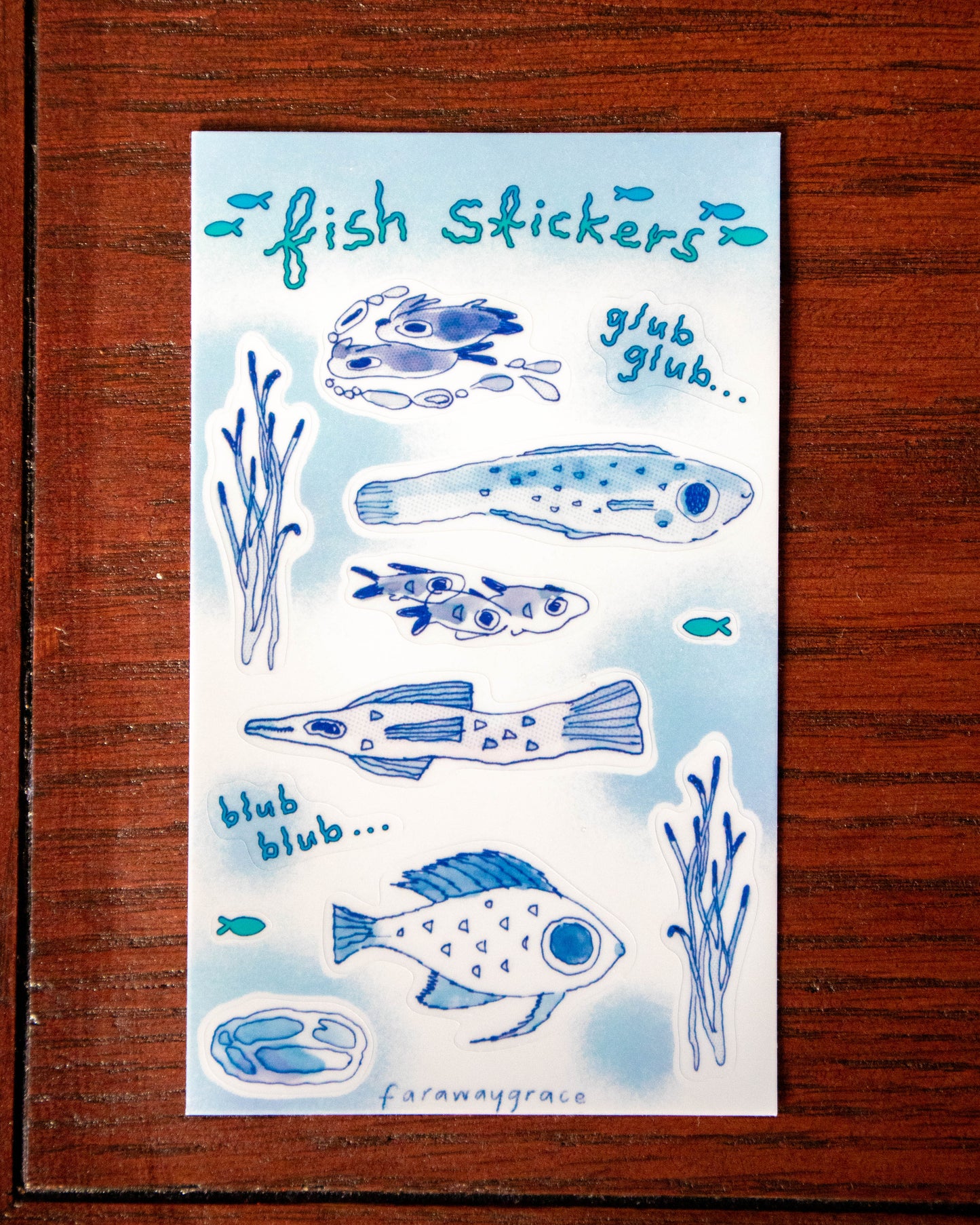 Sticker Sheet - Blue Ink Fish