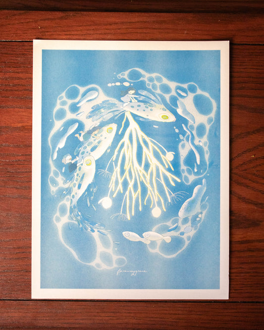 Print (L) - Coral Bouquet (Risograph)